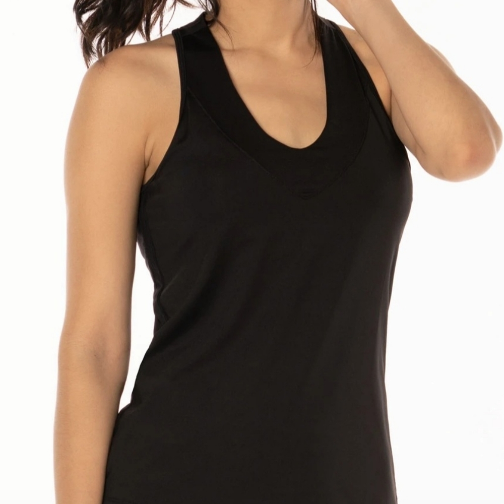 Lucky in Love Black V-Neck Tank w/Bra -  Size Med